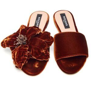 ROCHAS velvet flower slides